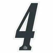 Mongoose plate number #4 decal - White Outline - Old school bmx