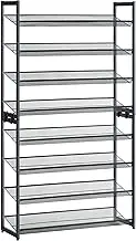 SONGMICS Shoe Rack, 8-Tier Shoe Organizer, Metal Shoe Storage for Garage, Entryway, Set of 2 4-Tier Stackable Shoe Shelf, with Adjustable Flat or Angled Shelves, Holds 32-40 Pairs, Grey