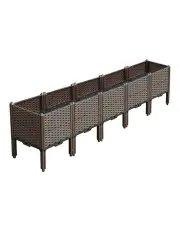 [SOGA] Raised Plastic Planter Box 200 cm in Dark Brown