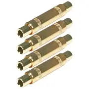 4x 6.35mm 1/4" TRS Stereo Female to Female Coupler Audio Adapter Connector Gold