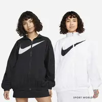 在飛比找Yahoo奇摩購物中心優惠-Nike 女裝 外套 休閒 大勾 口袋 網眼襯裡 白/黑【運