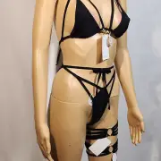 FREYA'S BOUTIQUE BLACK STRING BIKINI THONG TIE SIDE MICRO EXOTIC DANCEWEAR CLUB