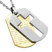 Classic Cross Pendant Necklace Stainless Steel Hang Tag Chain Necklace for Men