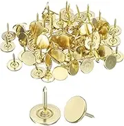 uxcell 150Pcs Upholstery Tacks, 11mmx13mm Flat Head Thumb Tack Decorative Furniture Nails Push Pins for Furniture Sofa Headboards, Gold