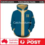 Fallout Shelter Vault 33 Cosplay Hoodie Jumper 3D Printed Jacket Sweatshirt Coat
