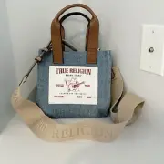 NWT True Religion Denim Tote Bag Iconic True Religion patch on front