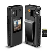 64GB Body Camera Portable Body Cam with 180 Degree Rotatable Lens Motion Detection 1080P Camcorder with Audio Video Recording for Outdoors Sports Police