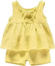 [Generic] Hat Girl Spring Summer Autumn Cotton And Linen Vest Fashionable Two Piece Set Short Sleeve Set