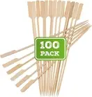 BAMBOOSUMO 10" Bamboo Shish Kabob Skewers for Grilling | Extra Long | Flat Wo...