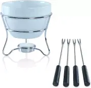 Chocolate Fondue Pot Butter Warmer Bowl Set with 4 Dipping Forks & Tea Light Hol