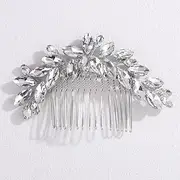 Octwine Bride Wedding Silver Green Red Rhinestone Crystal Hair Comb Wedding Party Prom Hair Headpiece Bridal Wedding Hair Accessories for Women (Silver)