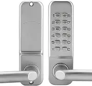 TOMVAES Mechanical Keyless Entry Door Lock,12 Digit Keypad, Embedded Outdoor Gate Door Locks Set with Keypad and Handle, Water-Proof Zinc Alloy, Easy to Install, for Garden, Garage, Yard (Silver)