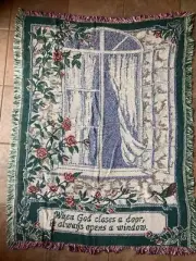 New in Bag God's Window Tapestry Throw Blanket Fringed 30”x40” Simply Home