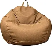 UYSOFRCV Large Bean Bag Chairs Sofa Cover Without Filling, Solid Color Lazy Lounger Cover Storage Sofa Slipcover with Handle for Adults and Kids,Linen Brown,XL