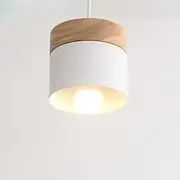 Mengjay Pendant Lamps Retro E27 LED Pendant Light Modern Ceiling Light Made of Metal Wood Pendant Light for Bedroom Dining Room Kitchen Restaurant (White)