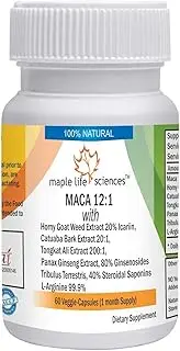 Maca 12:1 Testosterone & Libido Booster Blend - 500mg - 60 Vegan Capsules - Male Performance