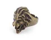 Lion Ring Adjustable Ring AntiqueBronze Plated Brass(20mm 10.5US inner size)2934