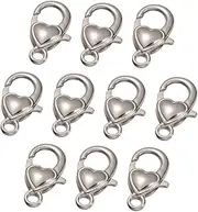 CIMAXIC 10pcs Alloy Lobster Clasp Keychain Clasps DIY Jewelry Making Charms Love Pattern Lobster Claw Clips for Necklace Bracelet