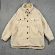 Ugg Koolaburra Sherpa Coat Womens Size XL Birch Loose Long Button Down High Neck