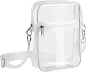 AIMALL Transparent PVC Messenger Bag with Adjustable Strap, Zipper Closure, Stadium Approved Crossbody Shoulder Bag for Men and Women, 7.08x2.75x9.05in