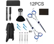 12 PCS Hair Scissors Set Hairdressing Scissors Stainless Steel Hair Cutting Scissors Hair Thinning Scissors