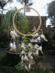 Large Dream Catcher x 27cm diamete web-Light/brown tones-hangs approx: 60cm