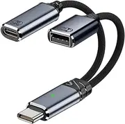 USB C to USB OTG Cable and Charger Adapter, 2-in-1 USB-C Splitter with 100W Fast Charging for iPhone 16/15 Series, iPad, MacBook, Galaxy S24/S23 and More
