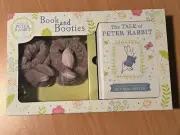 BNIB Tale of Peter Rabbit Book and First Booties Gift Set Beatrix Potter