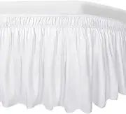 Easy-Going Bed Skirt for Twin or Full Size Bed, 18 Inch Tailored Drop, Fitted with Adjustable Elastic Belt, Convenient to Use Without Lift The Mattress (Twin/Full, White)