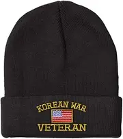[Speedy Pros] Custom Beanies for Men American Veteran Korean War A Embroidery USA Winter Hats for Women Skull Cap 1 Size