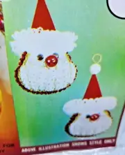 Walco SANTA CLAUS Vintage Sequin Bead Christmas Ornament Craft Kit Makes 2 1975