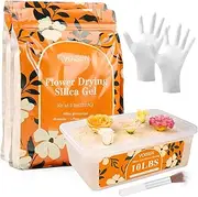 VOISEN Silica Gel Flower Drying, 10LBS Silica Gel for Drying Flowers,Color Indicating Flower Preservation Kit Contains Flowers Desiccant, Brush, Gloves, 6.7 L Plastic Box