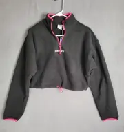 adidas Women's 1/2 Zip Polar Crop Top Black/Pink Size Small