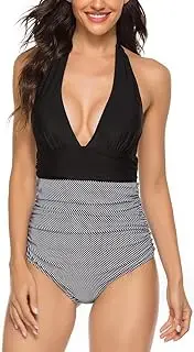 [Qearal] Womens Strappy One Piece Swimsuits Tie Knot Front Bathing Suits Cut Out Monokini Swimwear