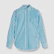 $490 Victoria Beckham Women Blue Striped Oversized Button-Up Shirt Size 2