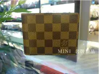 在飛比找Yahoo!奇摩拍賣優惠-::MINI名牌精品店:: LV 咖啡色 棋盤格 對折 交叉