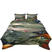 Fine Art Painting Girl Snail and Skull Coverlet