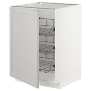 METOD base cabinet with wire baskets, white/Lerhyttan light grey, 60x60x80 cm