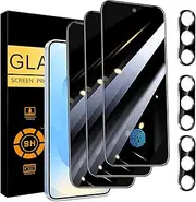 [ELEPIK] 3 Pack Privacy Screen Protector for Samsung Galaxy S20 FE + 3 Pack Camera Lens Protector with Installation Frame, Sensor Protection, Dynamic Island Compatible, Anti Spy, Tempered Glass Film
