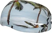 [FHEDVBN] Hawaiian Surfer on Wavy Sweatbands for Men Women Sport Headbands Moisture Wicking Athletic Sweat Band Fashion Non Slip Hairband for Tennis, Basketball, Running, Gym