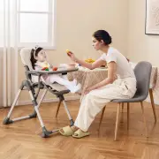 Costway Portable Adjustable Highchair with Footrest and Detachable Tray-Beige