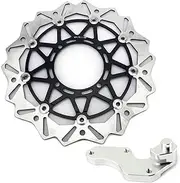 BIKINGBOY Front 320mm Brake Disc Disk Rotor + Bracket For KX250F 04 05 KX125 KX250 03-05 RM-Z RMZ 250 2004-2006(Black Silver)