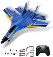 crohorizon RC Planes for Kids, 2 Channels Remote Control Wireless Airplane Toy with 2 Batteries,2.4 GHZ Hobby RC Glider for Boys Beginners（Blue）