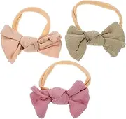 CRILSTYLEO 3pcs Girl Headbands Soft Elastic Bow Hair Bands for Comfortable and Stylish Accessories for Parties and Everyday Wear