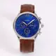 FOSSIL 美國最受歡迎頂尖運動時尚三眼造型皮革腕錶-藍+咖啡-BQ2697