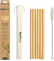 [Bambaw] Reusable Bamboo Drinking Straws, Reusable Straw, Strong & Durable, Cocktail Straws, Biodegradable Straws, Eco Friendly Straw, BPA Free, Dishwasher Safe, Pack of 6 Straws - 8.7''