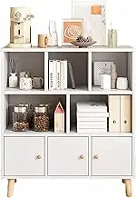 Living Room Household Storage Cabinet with Five compartments and Three Doors - Warm White
