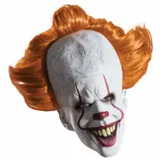 Pennywise IT The Stephen King Movie Horror Clown Men Costume Overhead Mask Hair