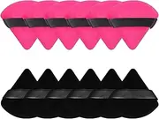 Pimoys 12 Pieces Soft Face Makeup Sponge - Velour Triangle Powder Puffs for Loose Powder, Cosmetic Foundation - Beauty Makeup Tool (Black, Rose Red)
