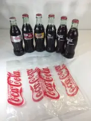 Coca Cola 8 oz Full Bottles Lot of 6 Collectible